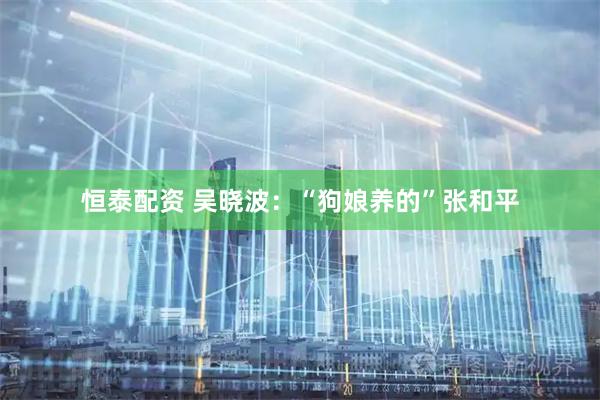 恒泰配资 吴晓波：“狗娘养的”张和平